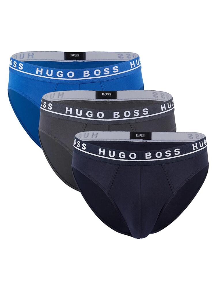 BOSS Men's 3-Pack Logo Briefs - Blue Multi Cover