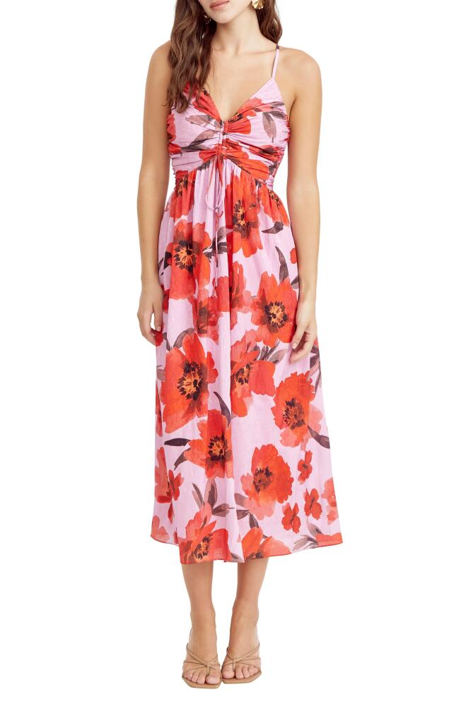 Adelyn Rae Floral Print Sundress in Pink Red Cover