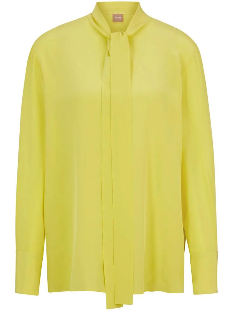 BOSS slit-sleeved silk blouse - Yellow Cover