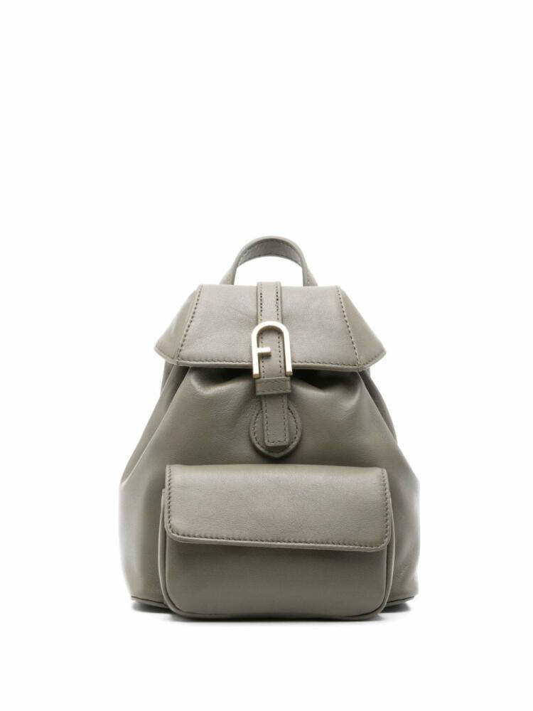 Furla logo-buckle leather backpack - Green Cover