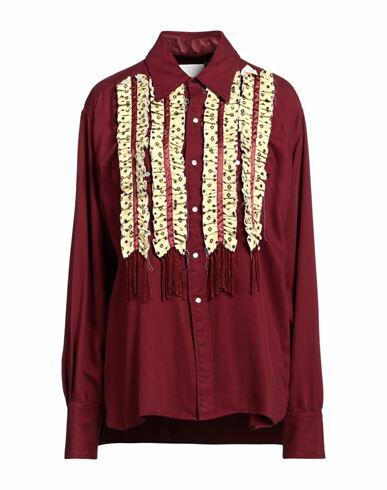 Maison Margiela Woman Shirt Brick red Lyocell, Polyester Cover