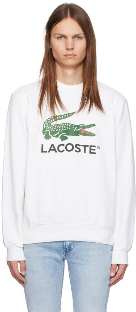 Lacoste White Crocodile Print Sweatshirt Cover