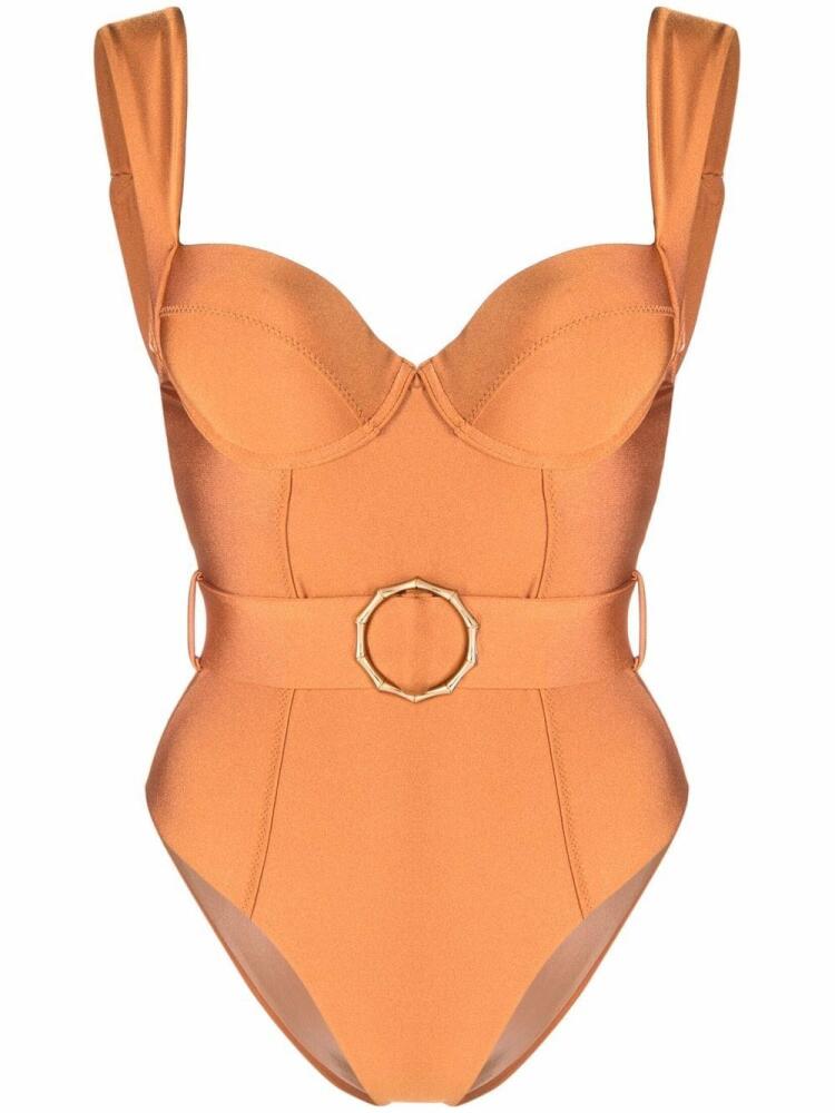 Noire Swimwear belted one piece swimsuit - Orange Cover