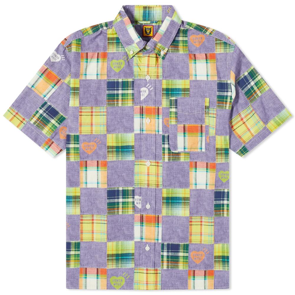 Human Made Men's Short Sleeve Patchwork Print Shirt in Blue Cover