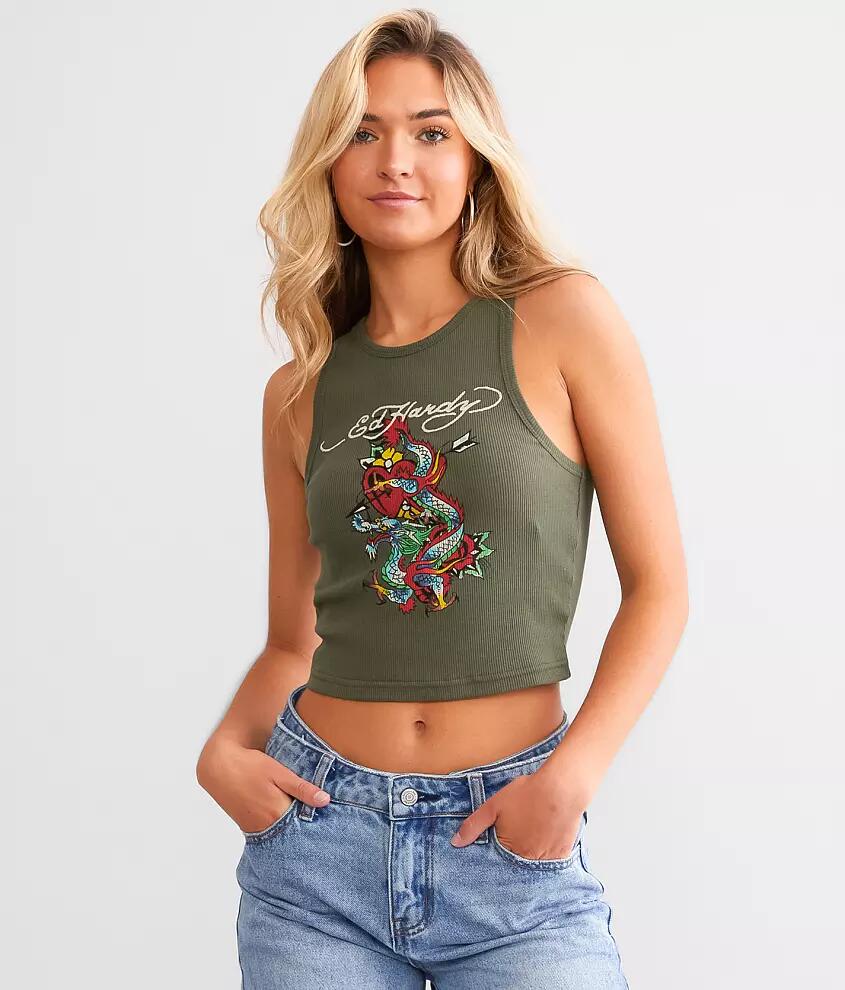 Ed Hardy Dragon Heart Cropped Tank Top Cover