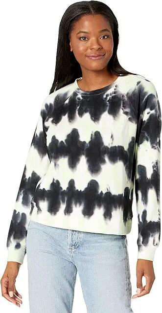 Sanctuary Happy Days Ombre Raglan Sweatshirt (Lime Black Tie-Dye) Women's Clothing Cover