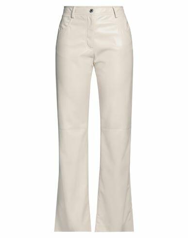 Msgm Woman Pants Ivory Polyester, Polyurethane Cover