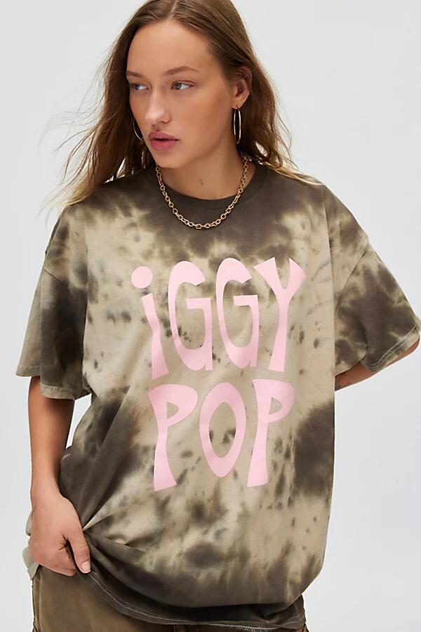 Iggy Pop Graphic Tie Dye T-Shirt Dress in Brown Cover