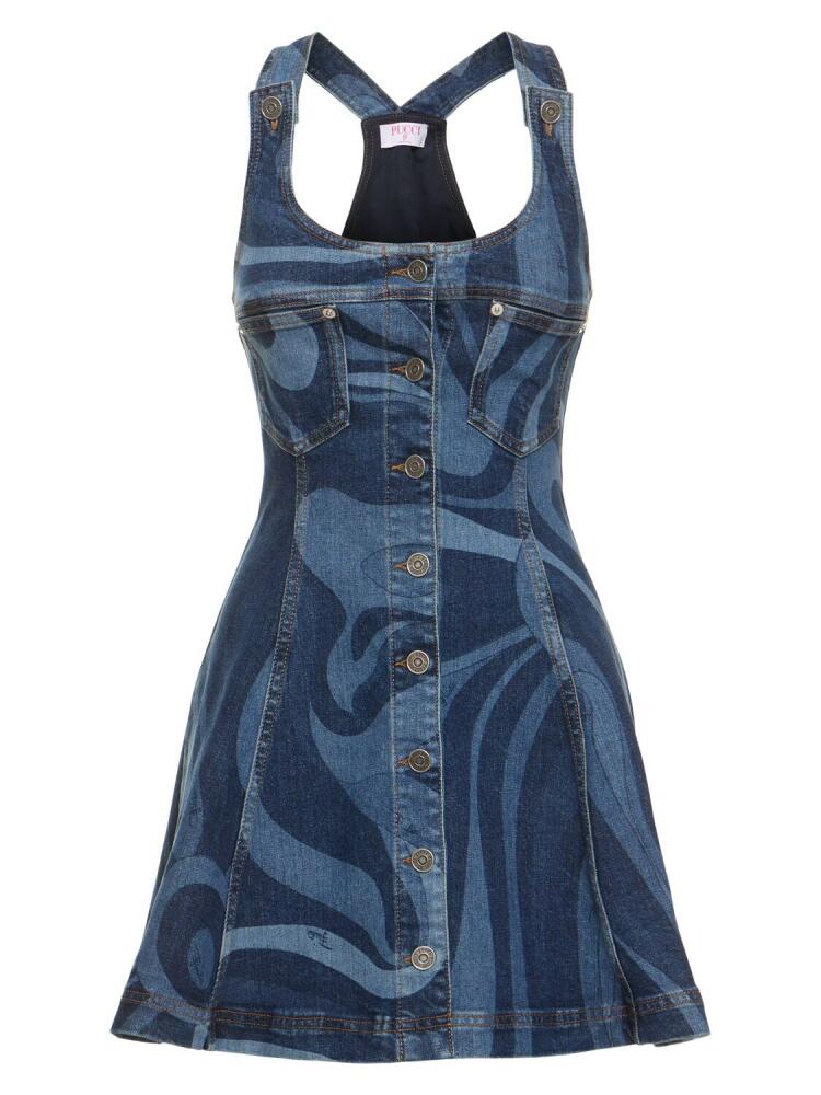 PUCCI Printed Denim Mini Dress Cover