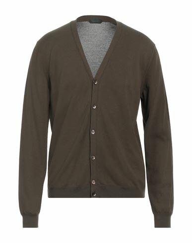 Zanone Man Cardigan Military green Cotton Cover