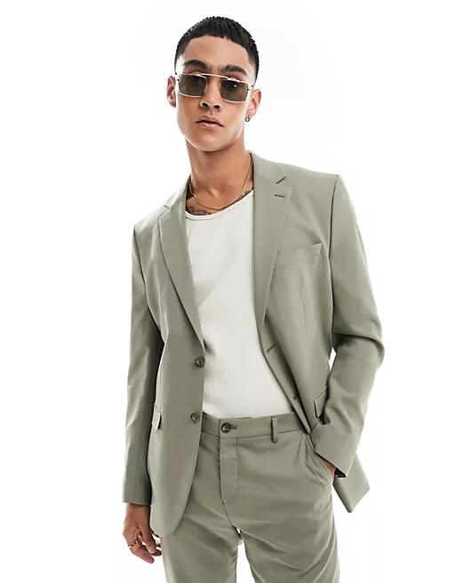 Selected Homme slim fit suit jacket in green Cover