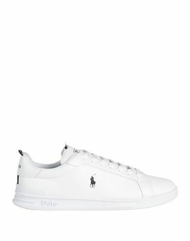 Polo Ralph Lauren Man Sneakers White Soft Leather, Textile fibers Cover