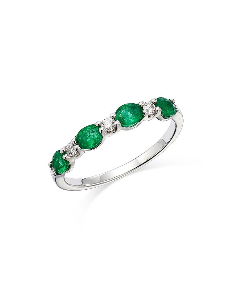 Bloomingdale's Fine Collection Emerald & Diamond Stacking Ring in 14K White Gold - Exclusive Cover