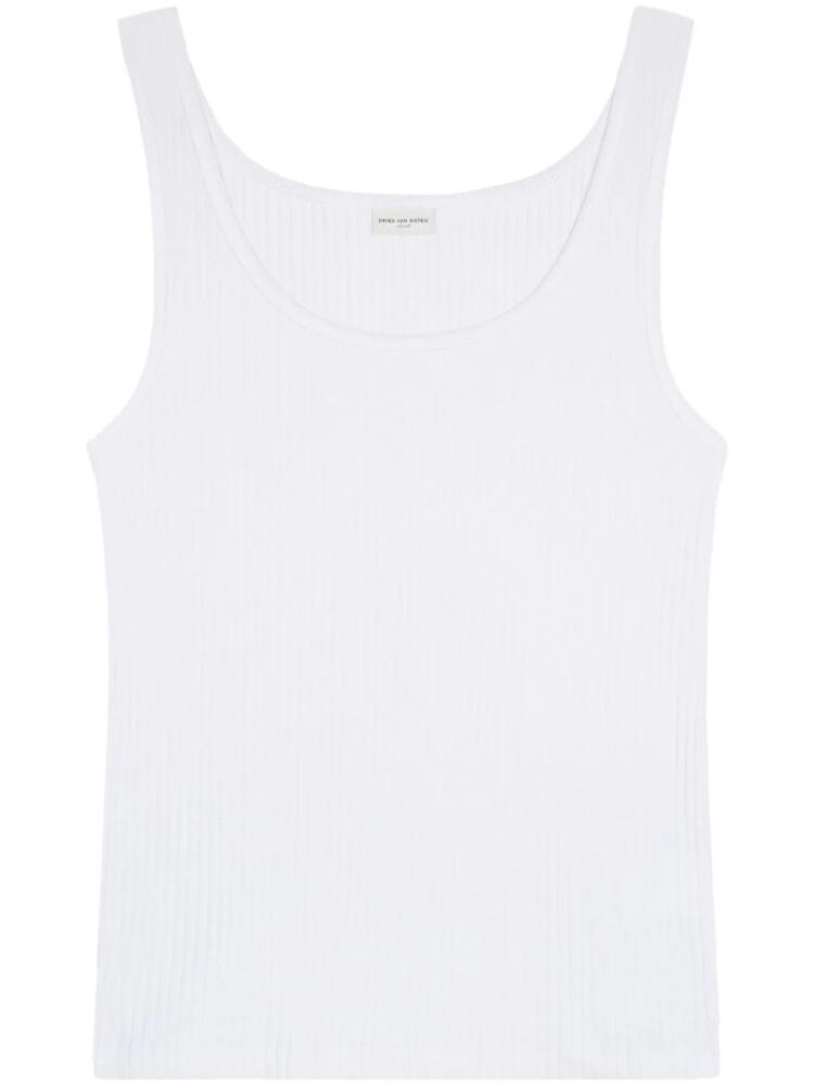 DRIES VAN NOTEN ribbed cotton tank top - White Cover