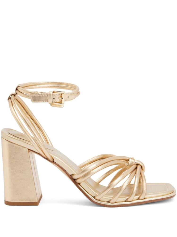 Michael Kors 90mm Astra metallic-leather sandals - Gold Cover