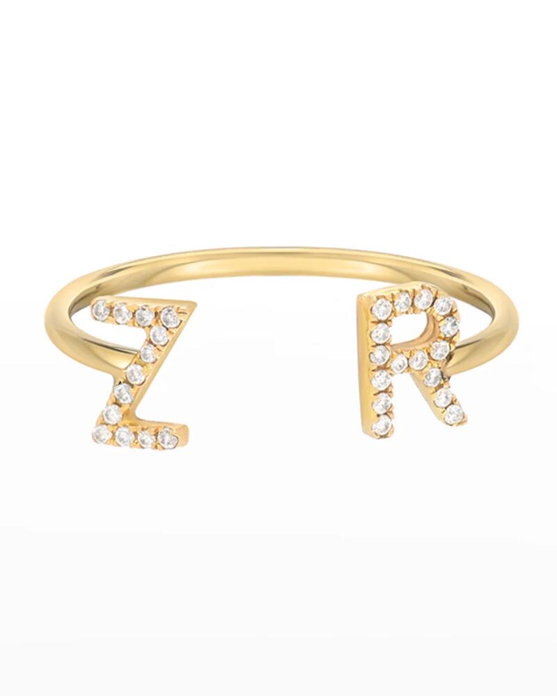 Zoe Lev Jewelry Personalized 14k Gold Diamond Initial Cuff Ring Cover