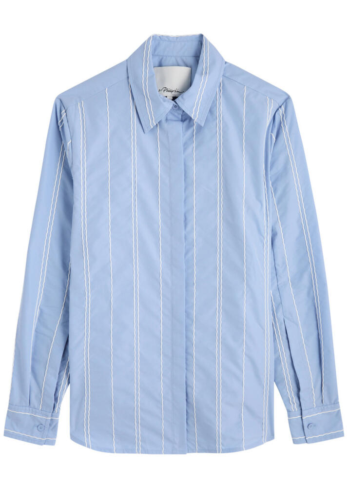 3.1 Phillip Lim Striped Cotton-blend Poplin Shirt - Blue And White Cover