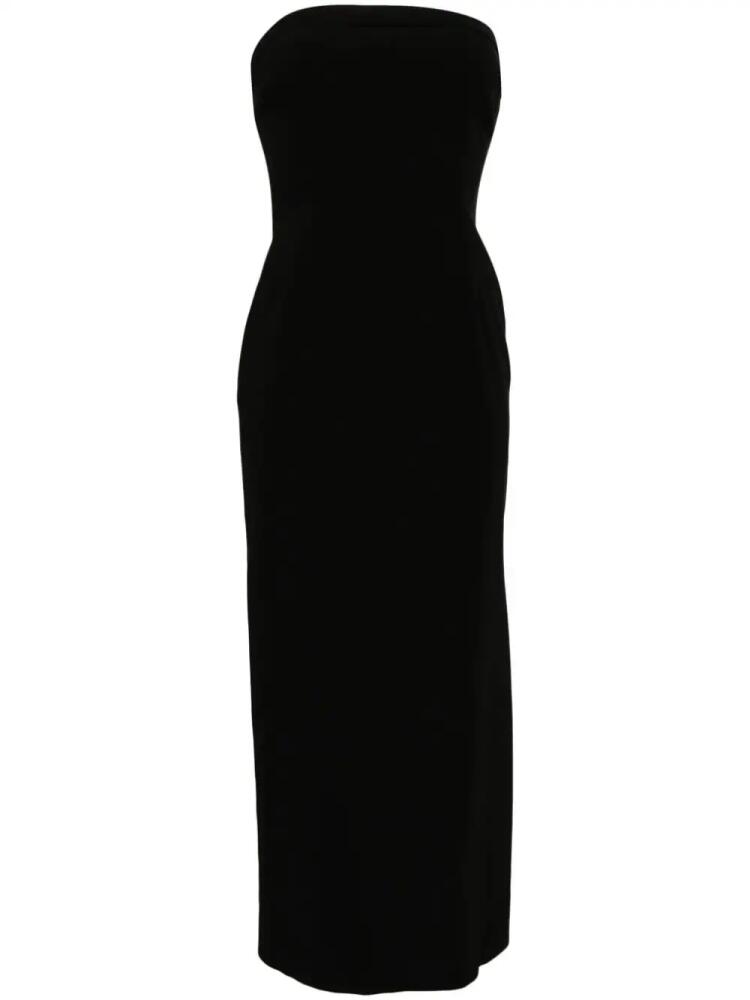 Cynthia Rowley Strapless Satin Maxi Dress - Black Cover