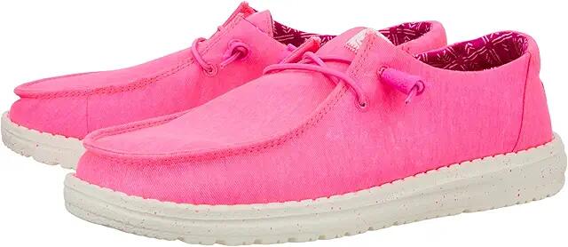 Hey Dude Wendy Stretch Canvas (Neon Pink) Women's Shoes Cover