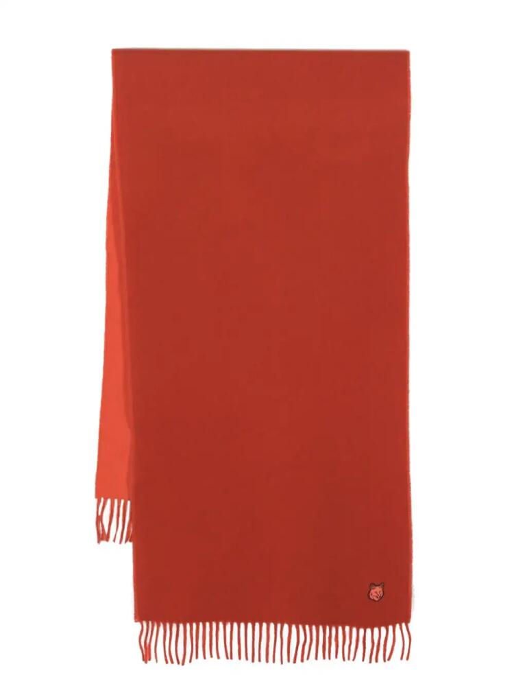 Maison Kitsuné logo-patch wool scarf - Red Cover