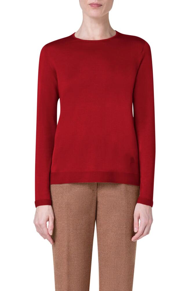 Akris Fine Gauge Cashmere & Silk Sweater in 066 Ruby Red Cover