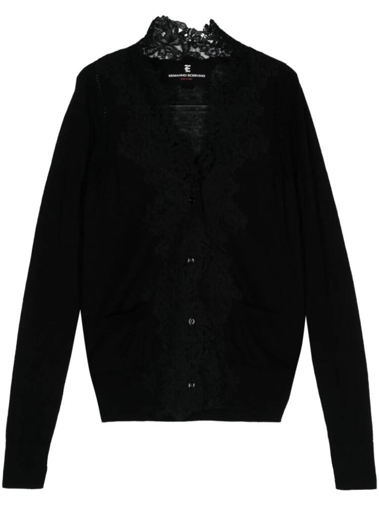 Ermanno Scervino lace-appliqué button-up cardigan - Black Cover