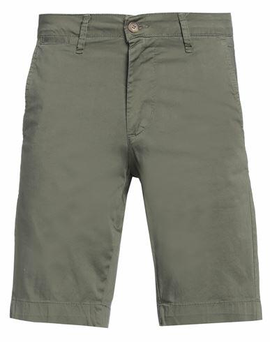 Rar Man Shorts & Bermuda Shorts Military green Cotton, Elastane Cover