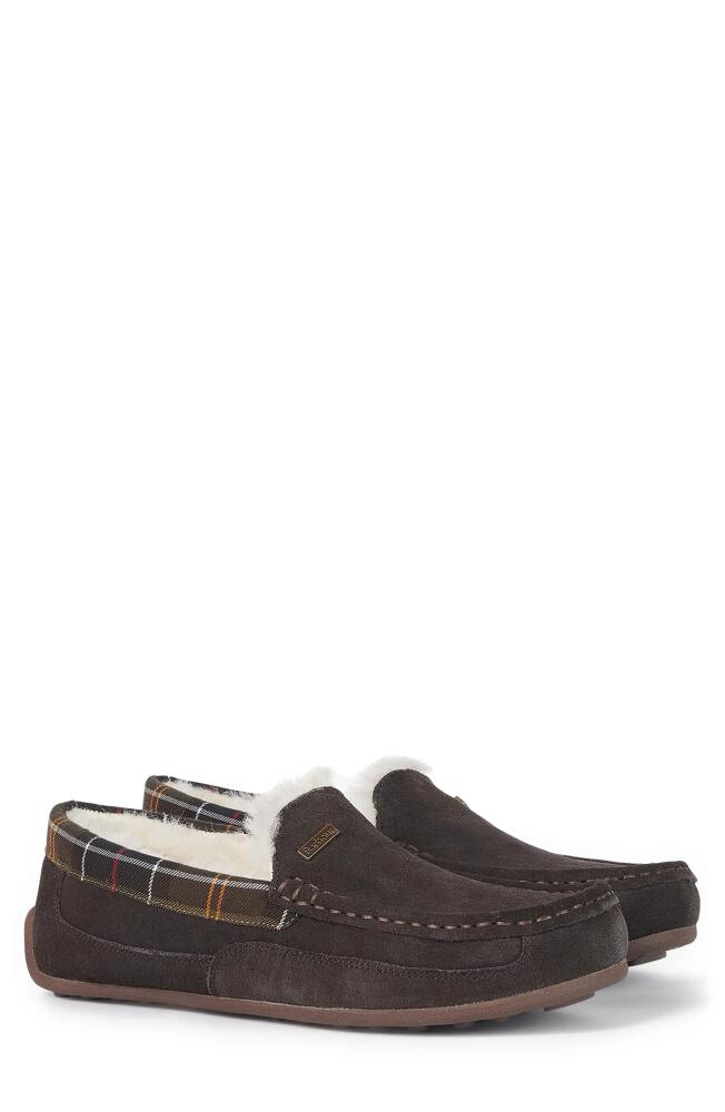 Barbour Martin Faux Shearling Slipper in Brown Cover