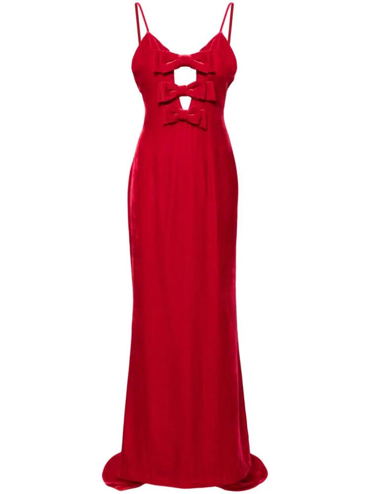 Alessandra Rich bow velvet gown - Red Cover