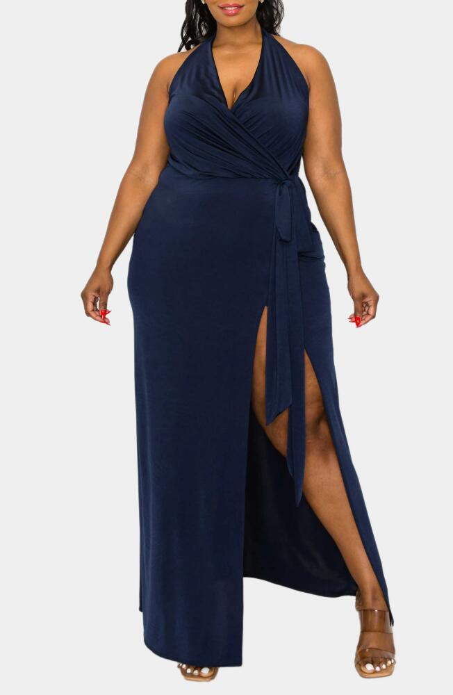 L I V D Gisele Halter Maxi Dress in Navy Cover