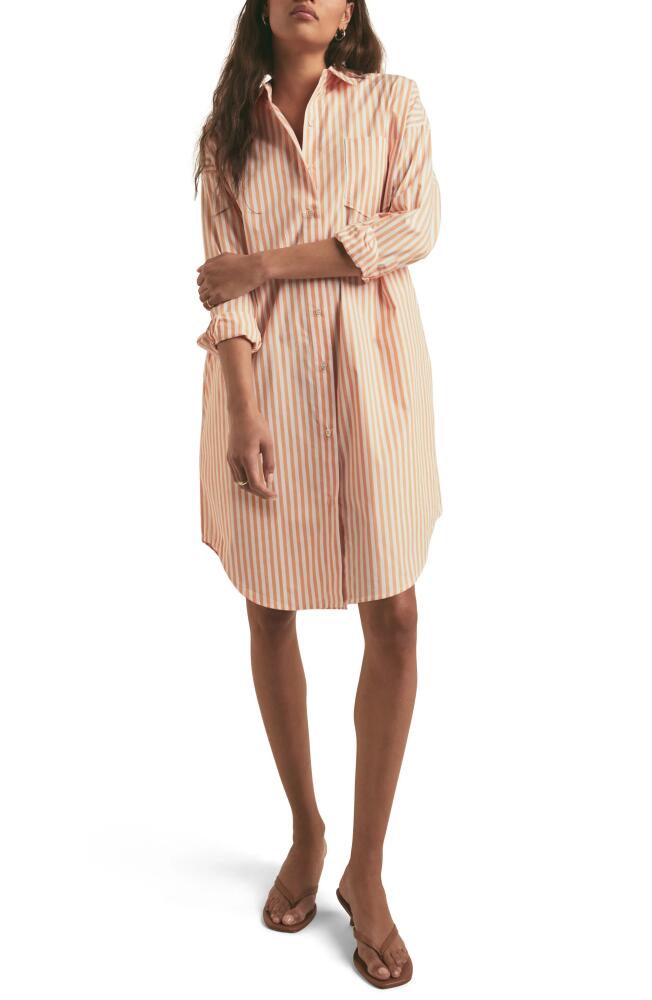 Favorite Daughter The Tell Me About It Stripe Long Sleeve Shirtdress in Creamsicle Stripe Cover