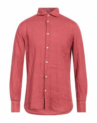 Glanshirt Man Shirt Brick red Size 15 ¾ Linen Cover