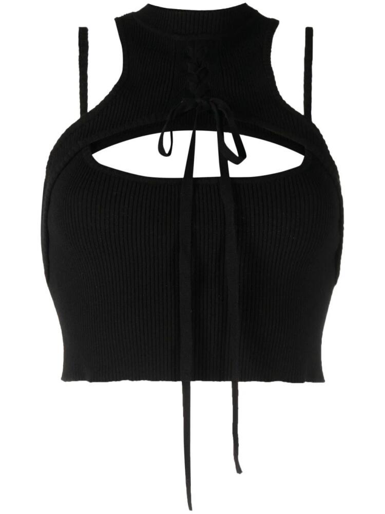 Monse cut-out detail ribbed top - Black Cover