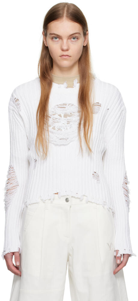 OPEN YY White Damaged Heart Sweater Cover