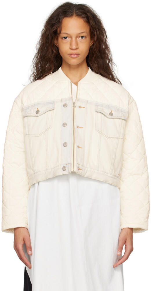 MM6 Maison Margiela Off-White & Blue Paneled Denim Jacket Cover