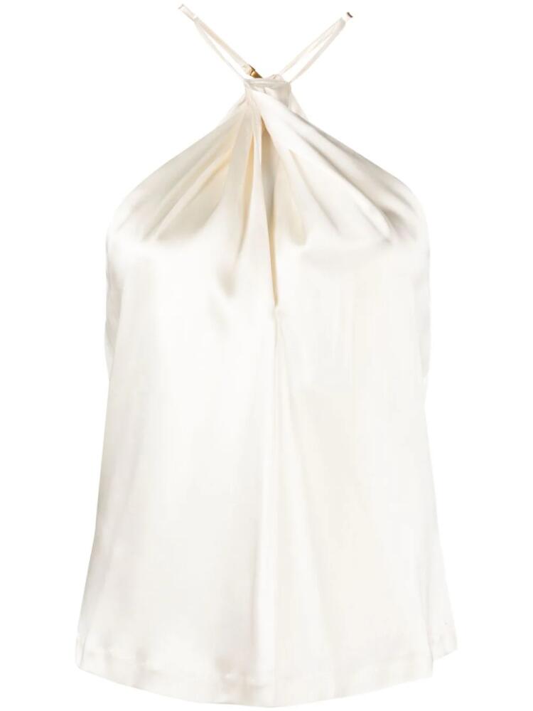 Nili Lotan Edwige halterneck silk top - Neutrals Cover