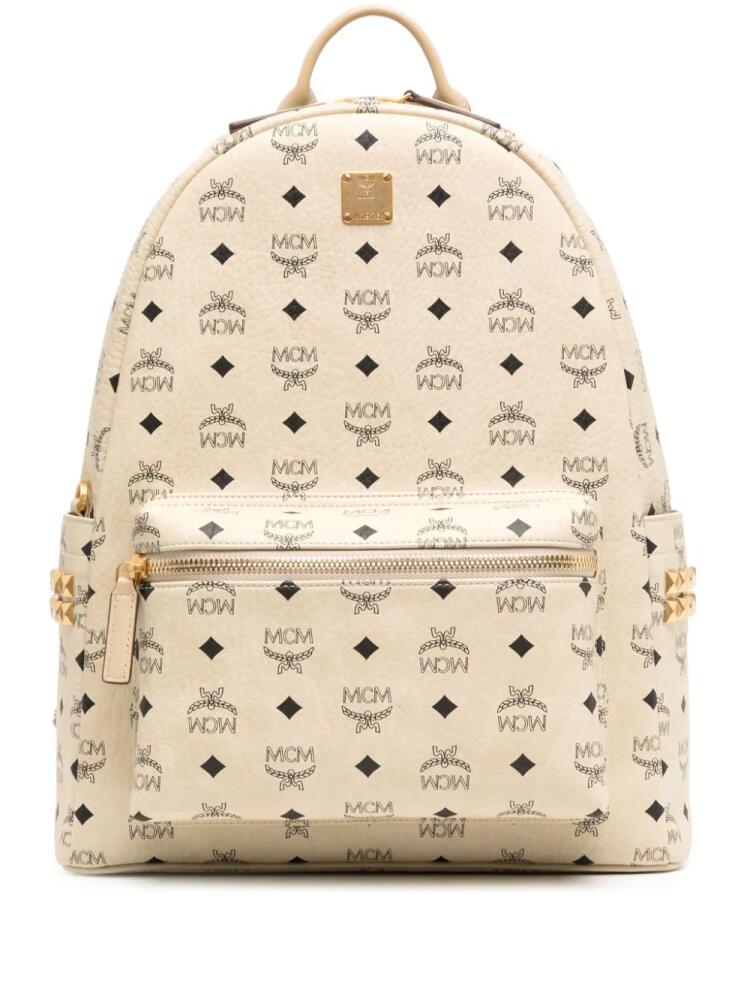 MCM medium Stark Studded leather backpack - White Cover