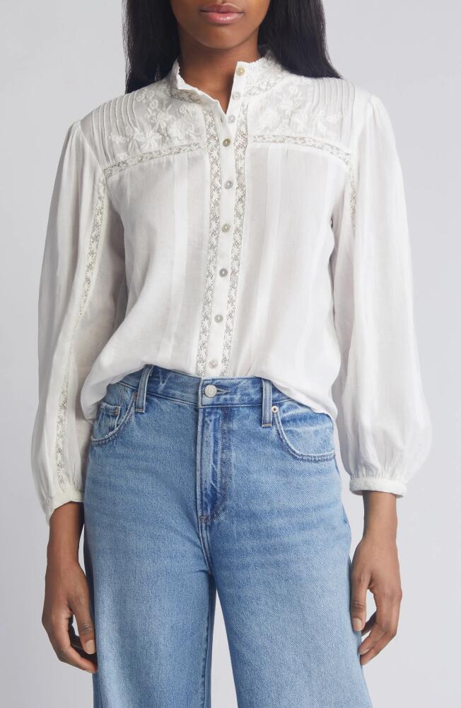 LoveShackFancy Ronda Lace Inset Cotton Blouse in Antique White Cover