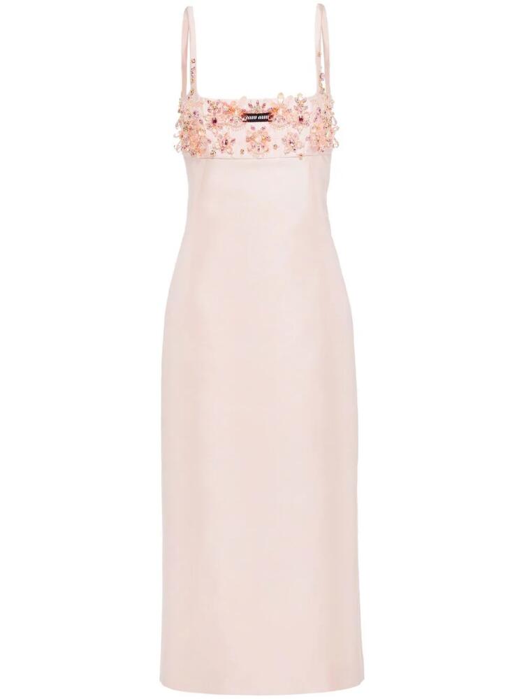 Miu Miu floral-embellished midi dress - Pink Cover