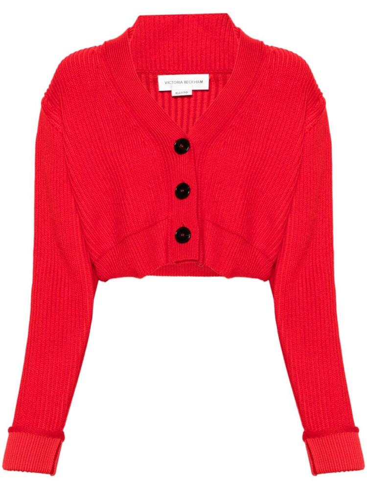 Victoria Beckham V-neck cropped cardigan - Red Cover