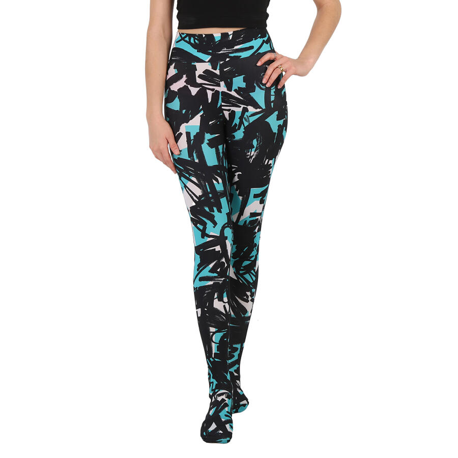 Burberry Graffiti Print Footed Leggings-Turquoise Scribble Printed Cover