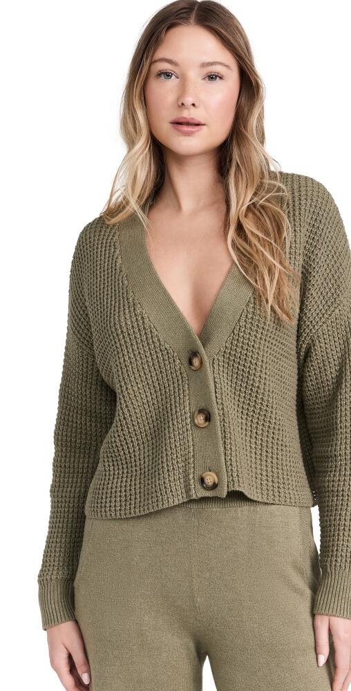 Eberjey Recycled Sweater Cropped Cardigan Moss Cover