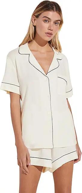 Eberjey Gisele Relaxed Short PJ Set (Pure Ivory) Women's Pajama Sets Cover