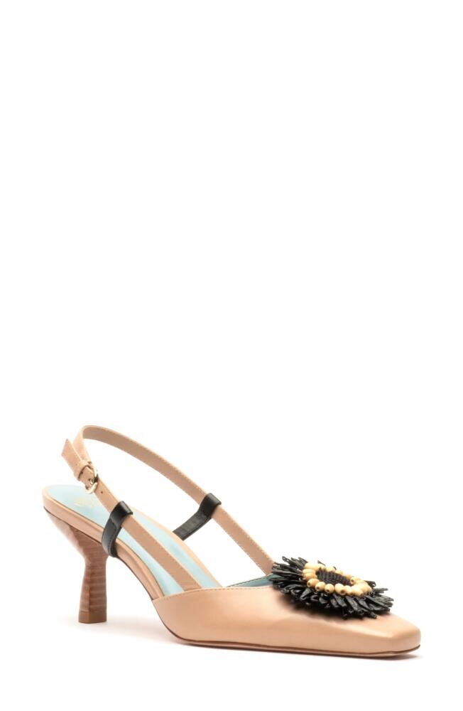 Frances Valentine Liza Water Resistant Raffia Slingback Pump in Natural/Black Cover