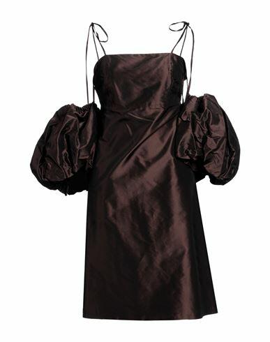 Emma & Gaia Woman Mini dress Dark brown Silk Cover