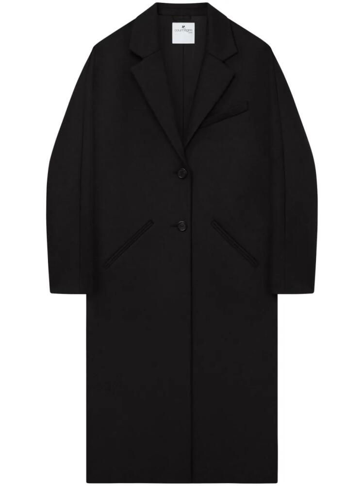 Courrèges Cocoon logo-appliqué coat - Black Cover