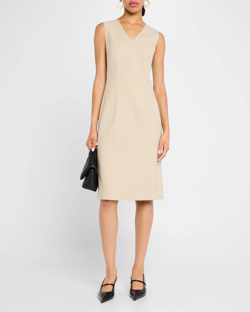 Lafayette 148 New York Sleeveless V-Neck Stretch Wool Dress Cover