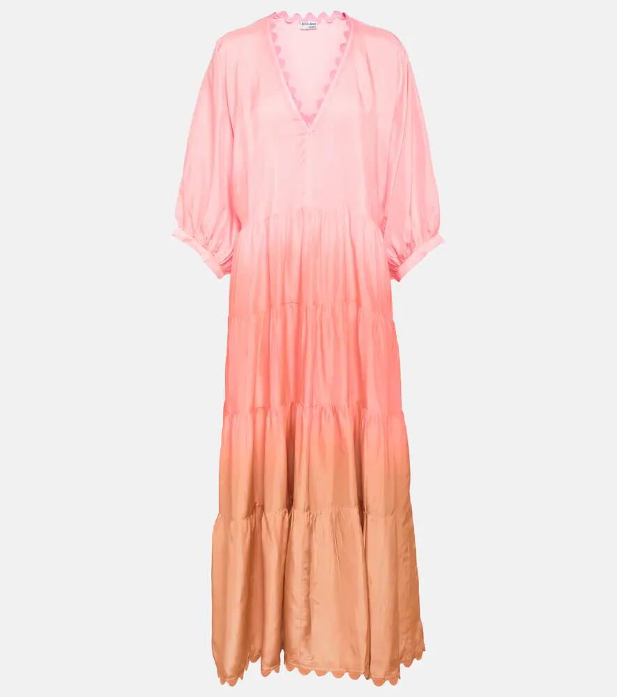 Juliet Dunn Ombré scalloped tiered silk midi dress Cover