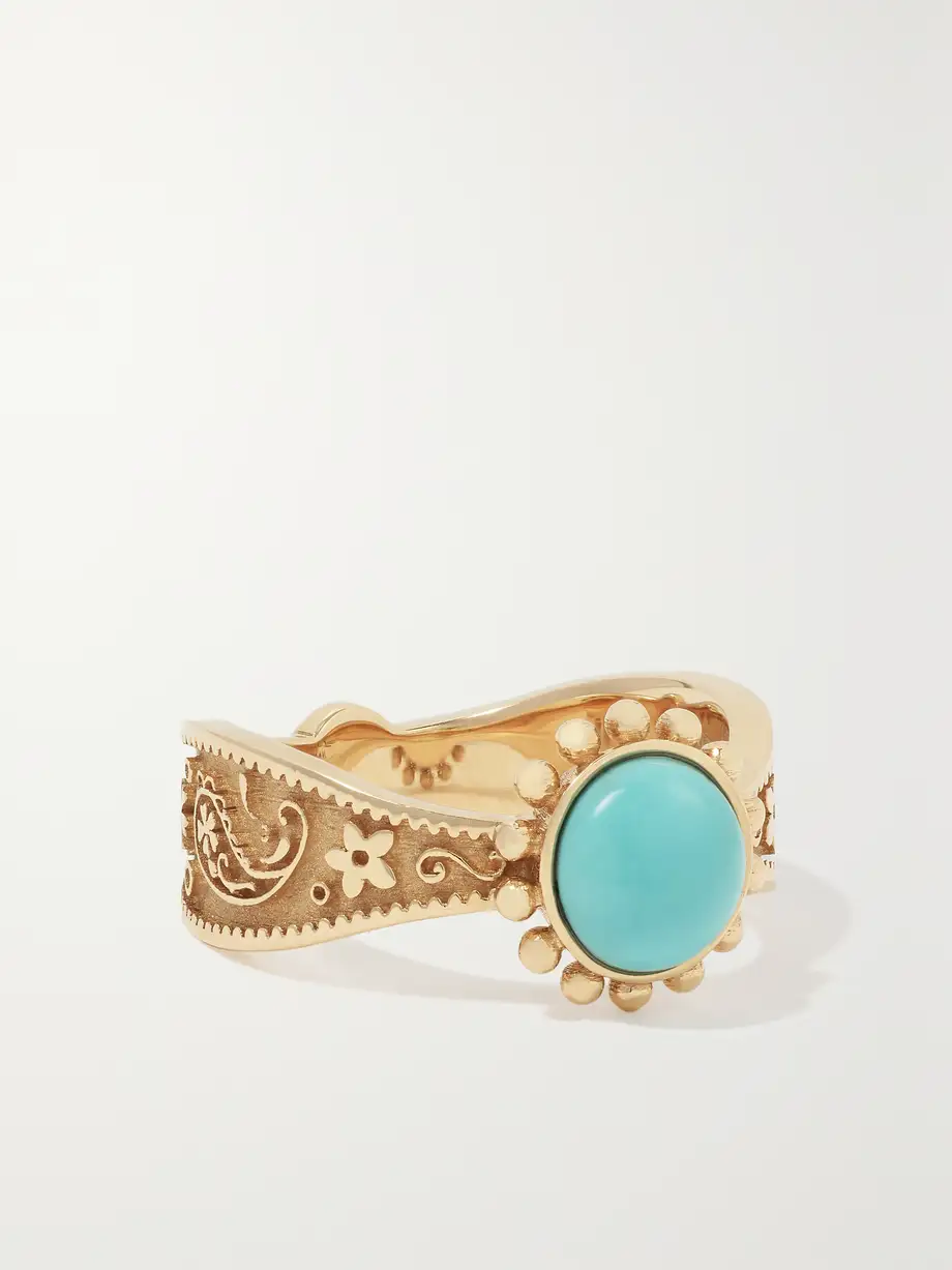 Marlo Laz - Southwestern 14-karat Gold Turquoise Ring - Blue Cover