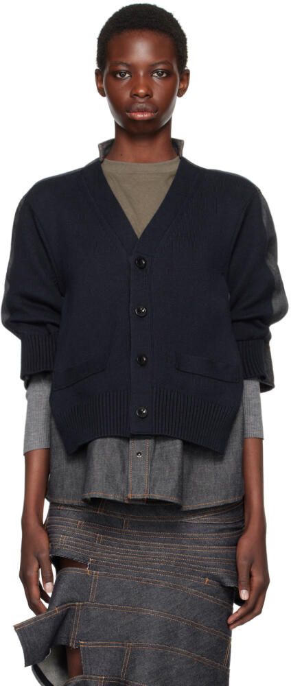 sacai Blue Paneled Denim Cardigan Cover